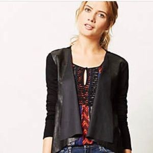 Anthropologie /drapey cardigan / Vegan Leather